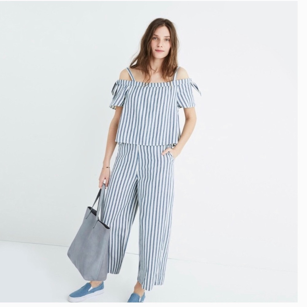 Madewell stripped linen jumpsuit, size XL